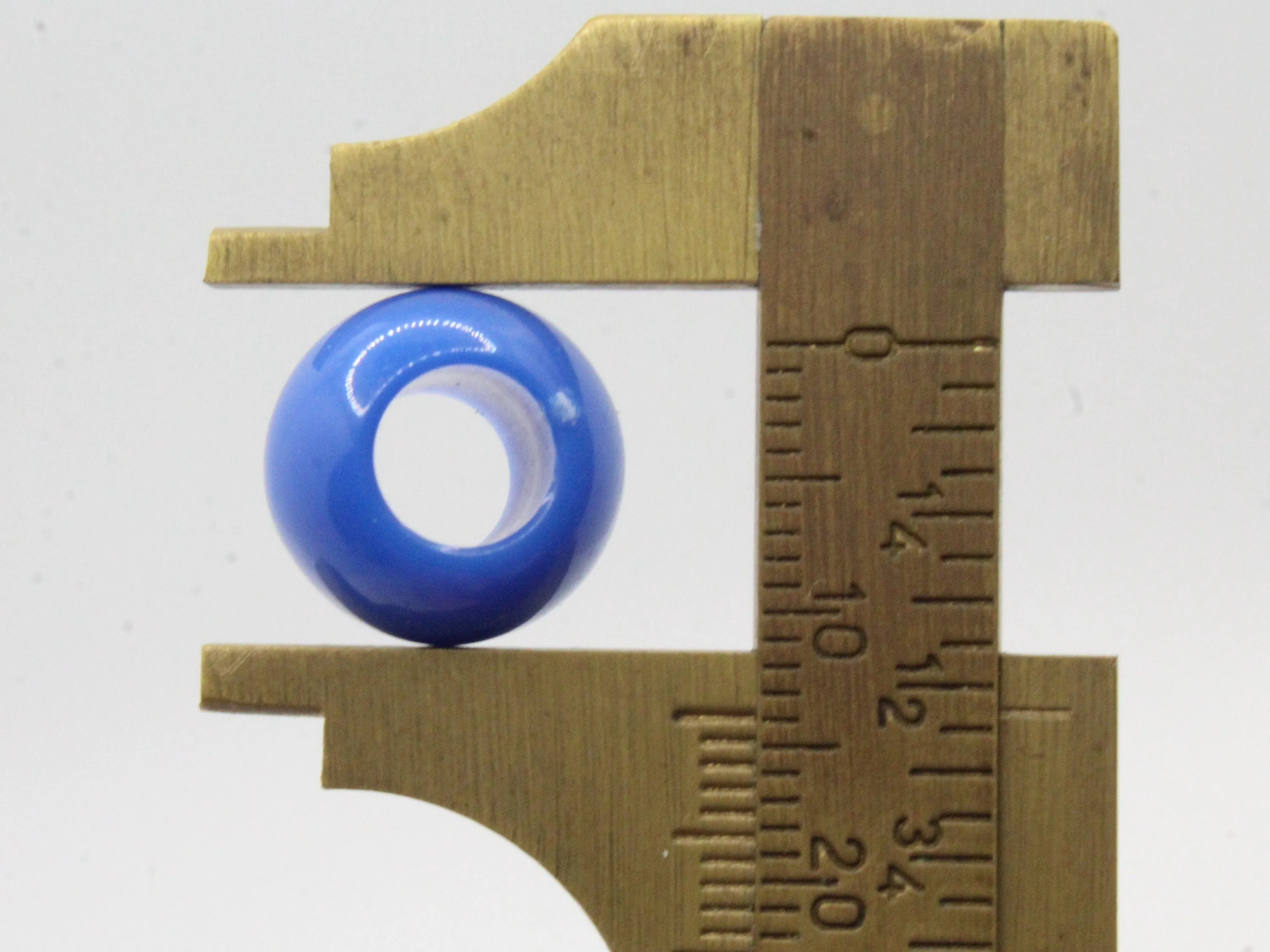 30 14mm Denim Blue Large Hole Round Plastic Beads