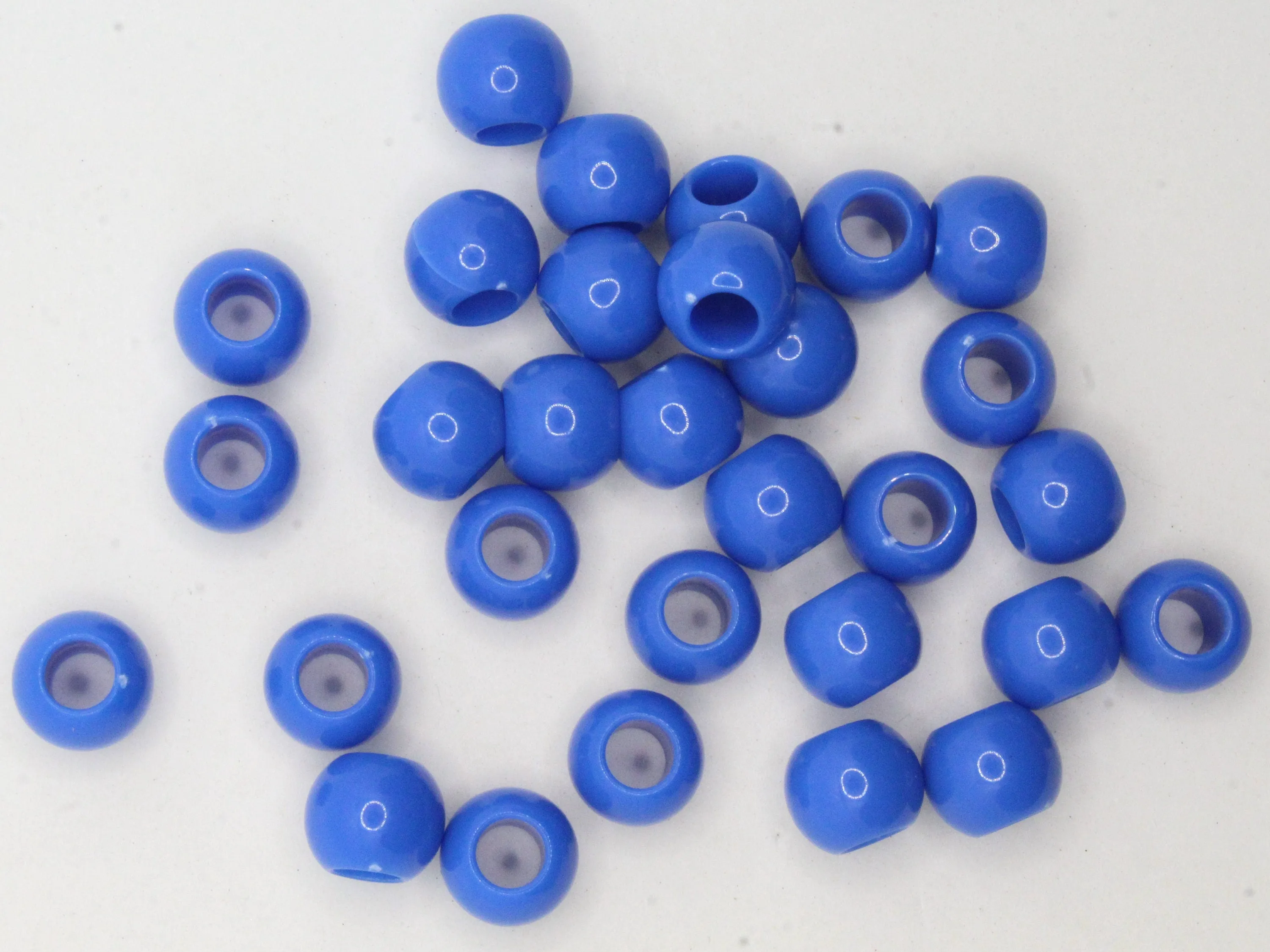 30 14mm Denim Blue Large Hole Round Plastic Beads