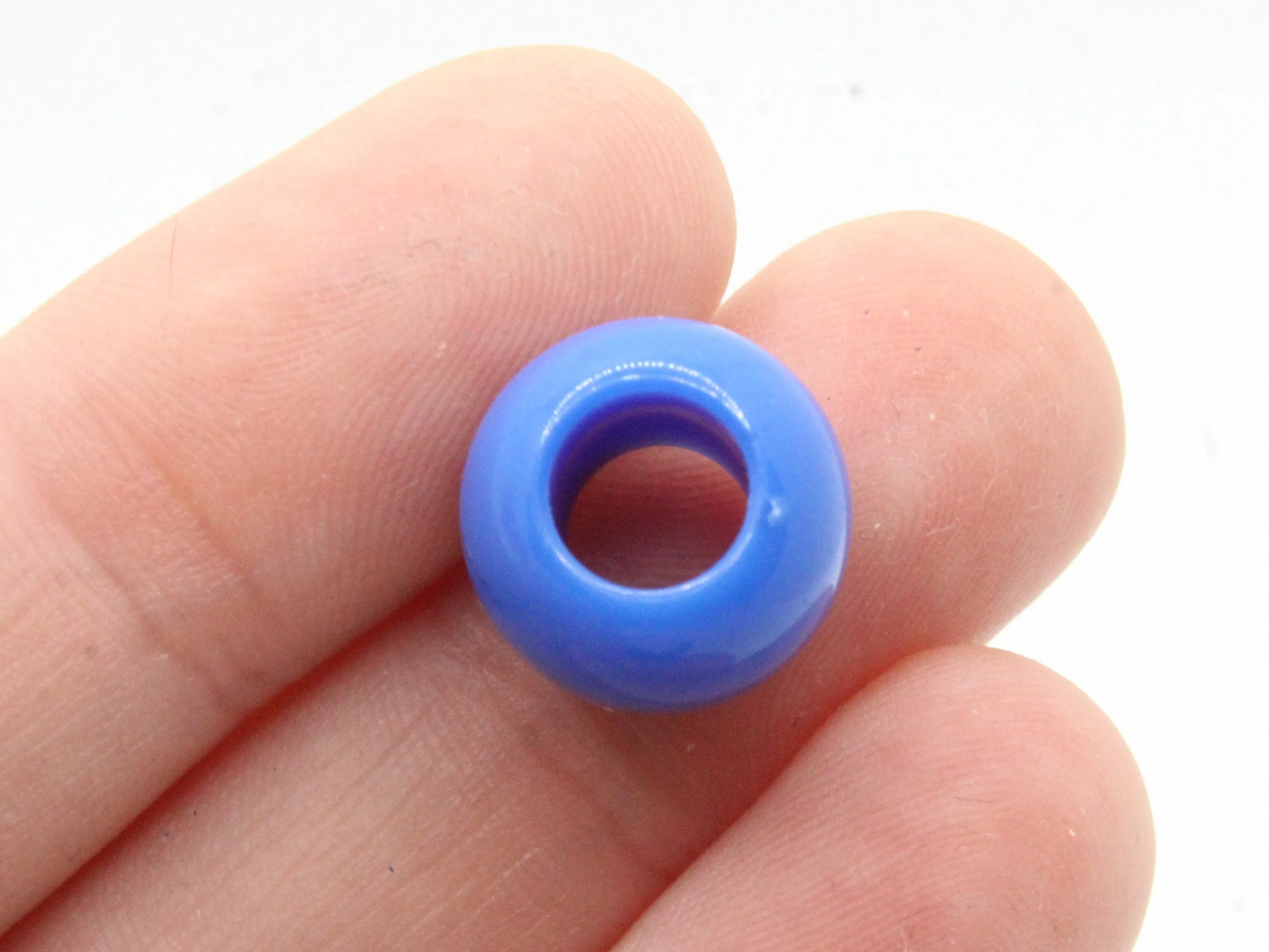 30 14mm Denim Blue Large Hole Round Plastic Beads