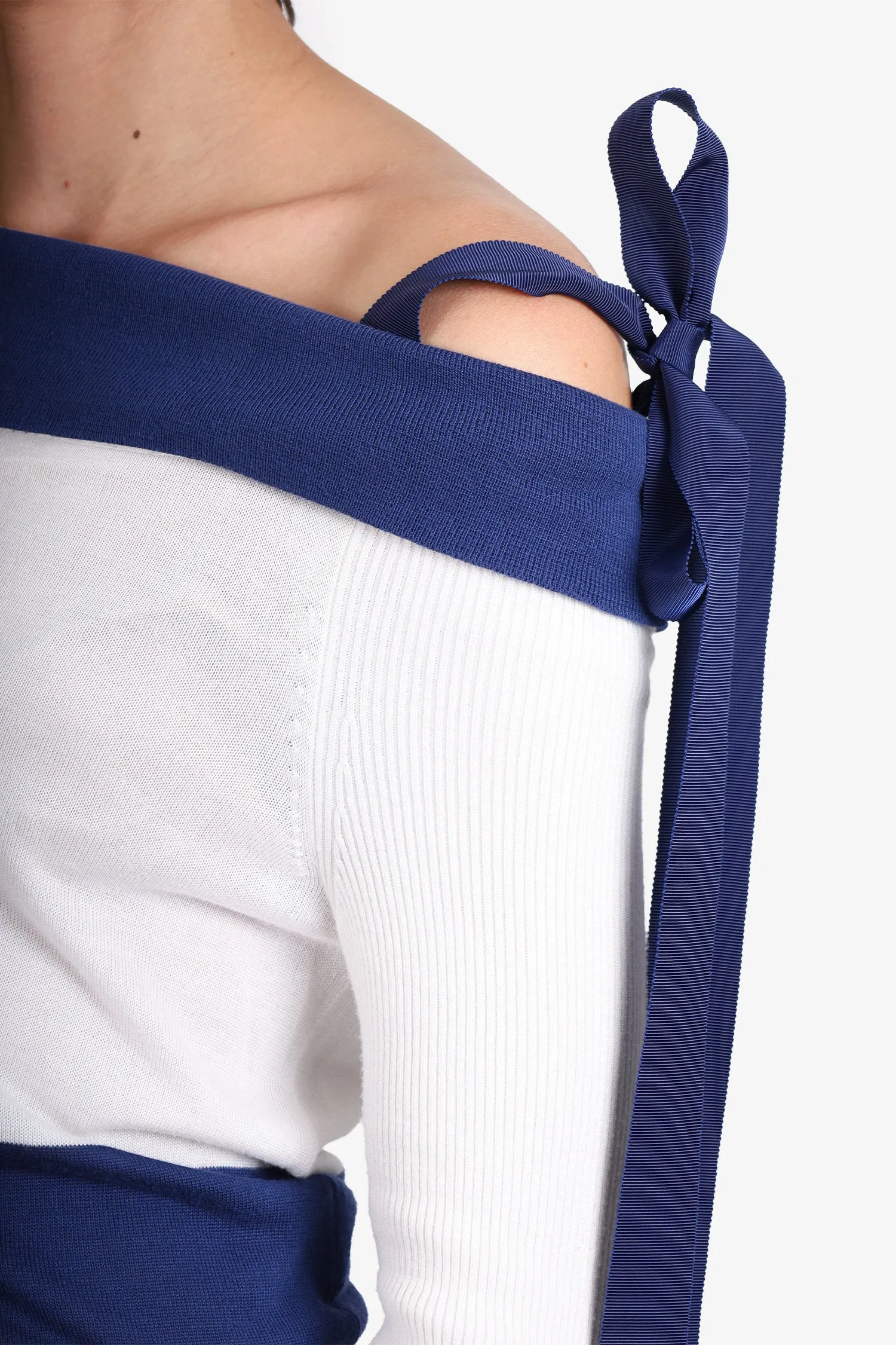 Adeam White/Navy Striped Top Size S