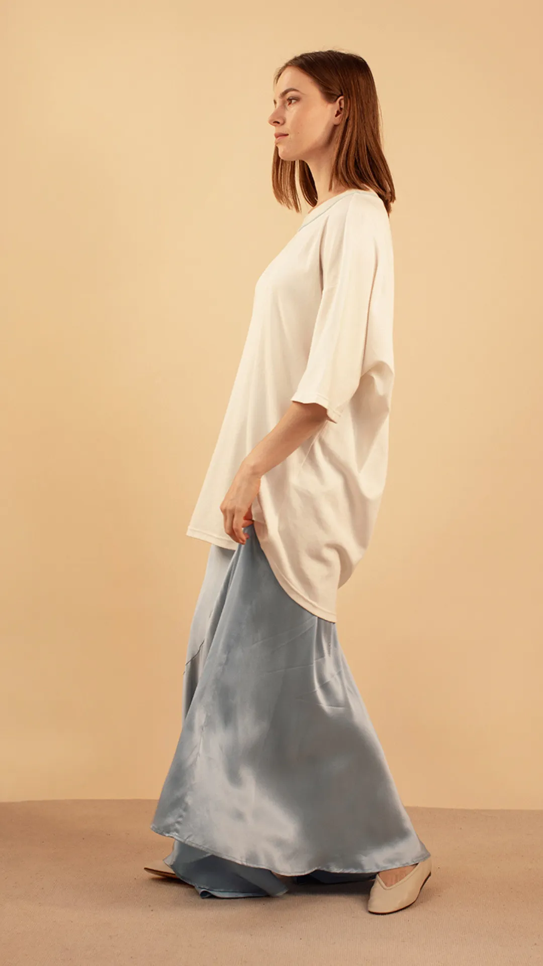 Aiko Organic Cotton T-Shirt with Blue Trim by Lora Gene