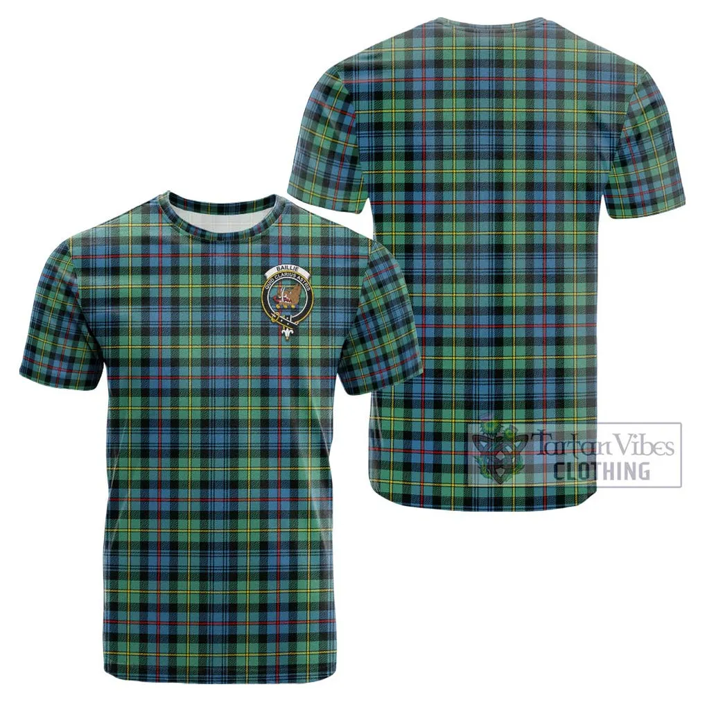 Baillie Ancient Tartan Cotton T-Shirt with Family Crest