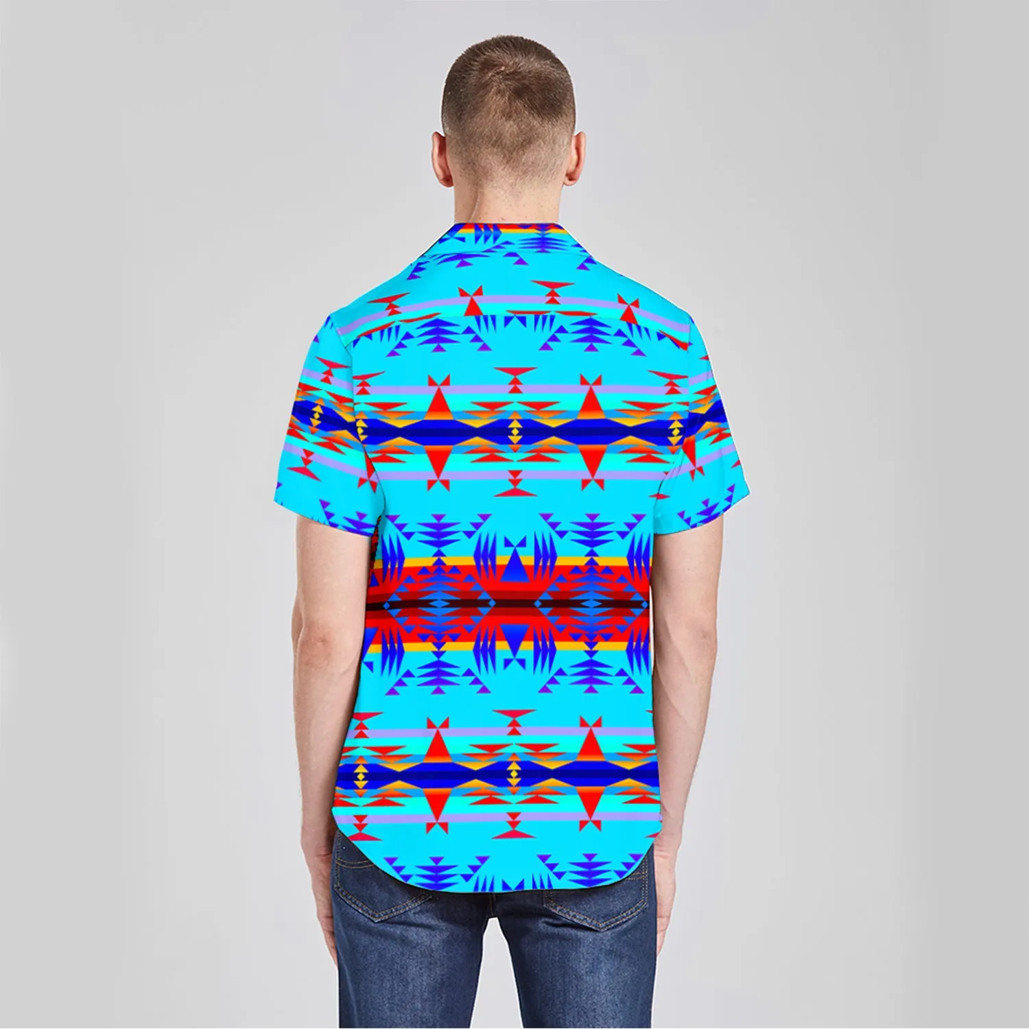 Between the Mountains Blue Button Up Silk Shirt