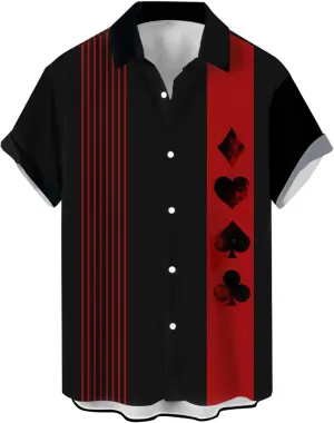 Bowling Shirts for Men Retro Short Sleeve Button Down Shirt Hawaiian Casual Printed Beach Shirt
