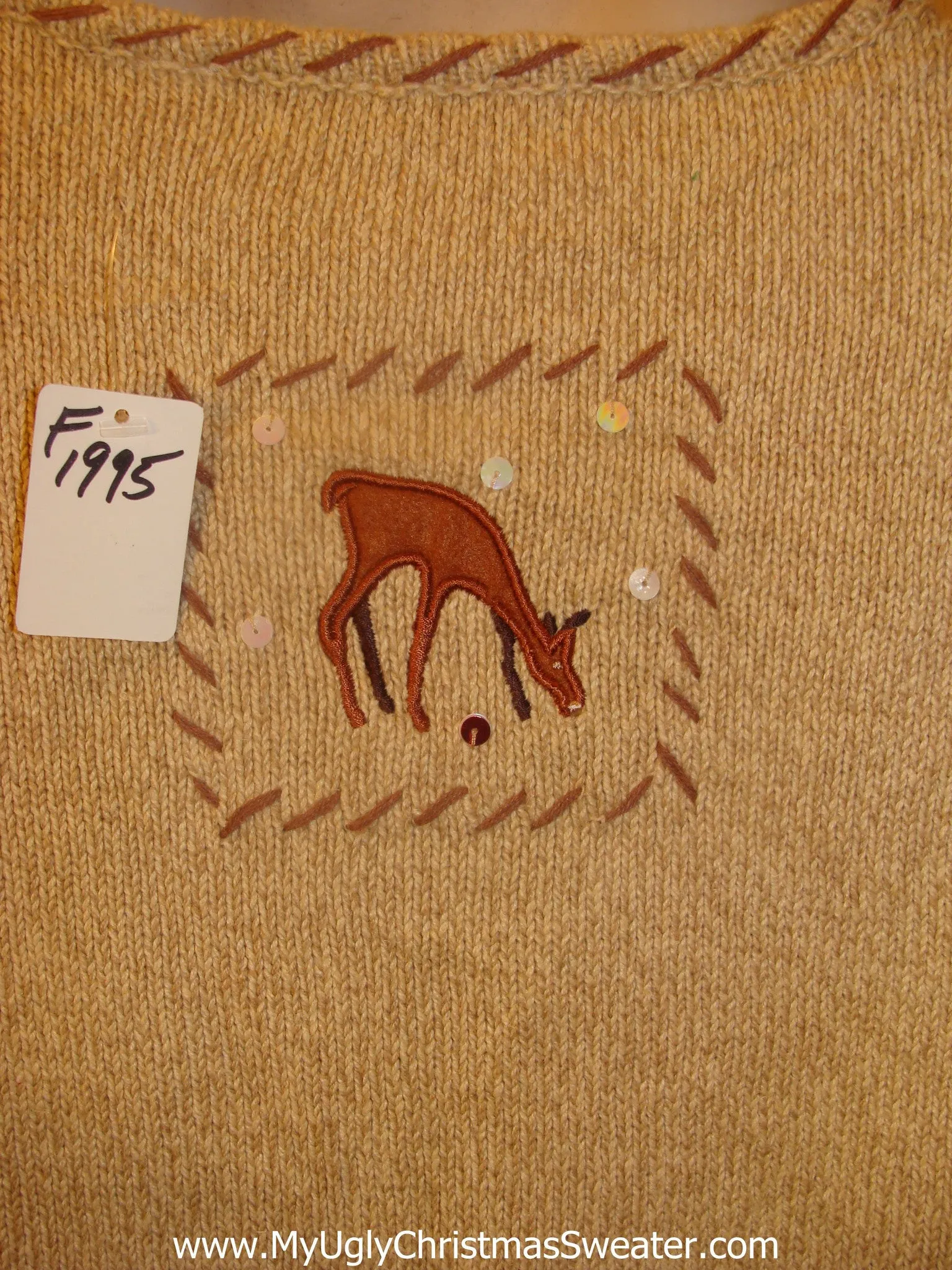 Christmas Sweater Jumper with Patchwork and Reindeer