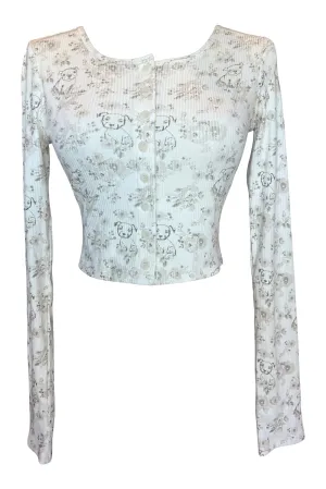 Cloud Haven Sweet Toile-Print Cardigan in Desert Beige