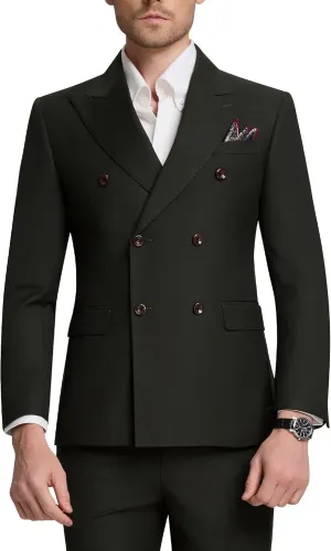 Double Breasted Suit Men Slim Fit 2 Pieces Suit Blazer Pants Formal 2 Button Tuxedo Jacket for Wedding Business Prom