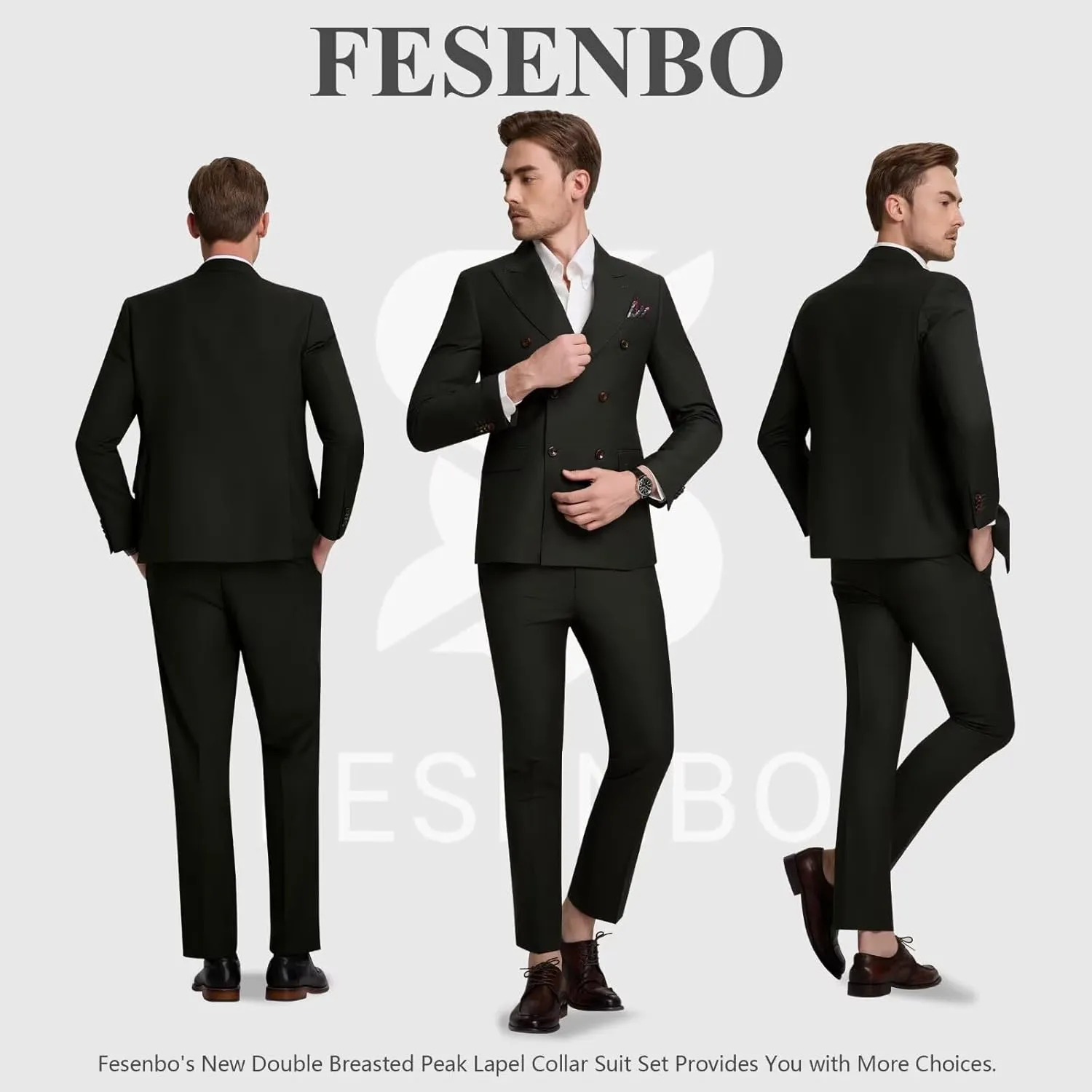 Double Breasted Suit Men Slim Fit 2 Pieces Suit Blazer Pants Formal 2 Button Tuxedo Jacket for Wedding Business Prom