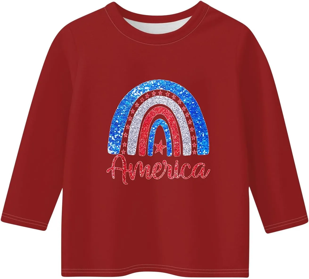 Fourth of July 3/4 Sleeve Shirts for Teens Girls USA Flag Crew Neck Cute Summer Tops Blouses Cute Clothes 5-16 Years