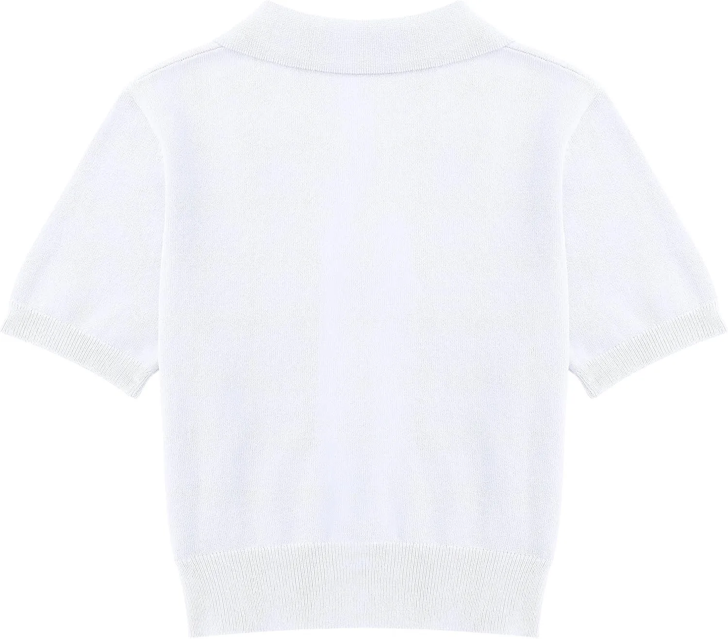 Girls Short Sleeve Polo Shirt V Neck Button Down Shirts Summer Knit School Uniform Crop Tops