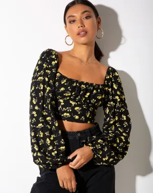 Irene Top in Buttercup Yellow and Black