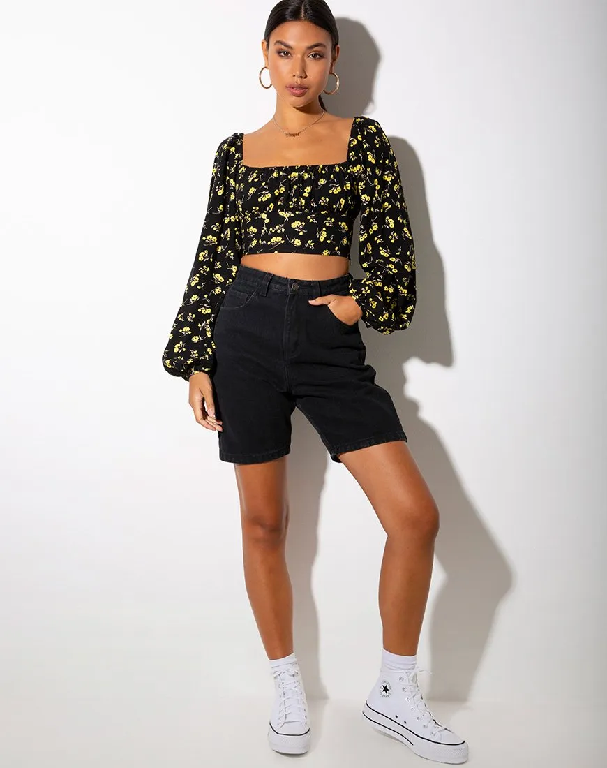 Irene Top in Buttercup Yellow and Black