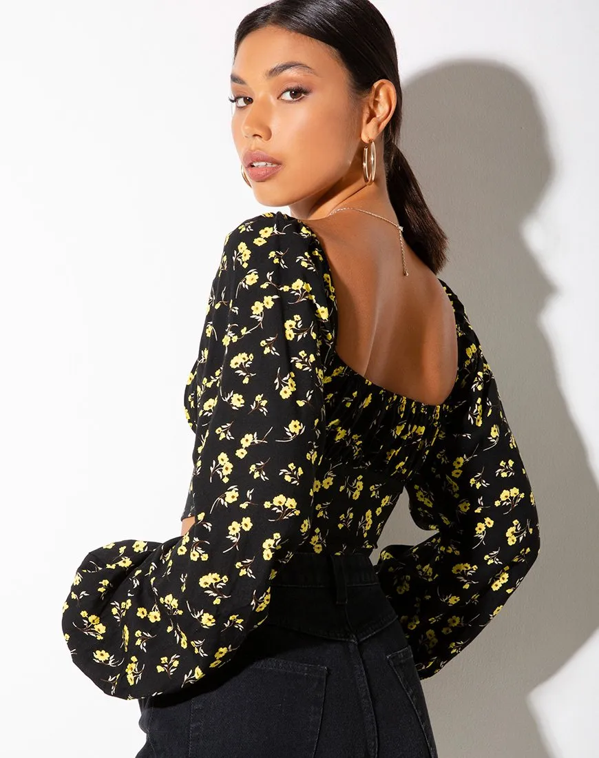 Irene Top in Buttercup Yellow and Black