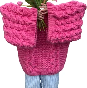 LETSVDO Women's Oversized Cable Knit Sweater Long Sleeve Crewneck Baggy Slouchy Chunky Pullover Sweaters