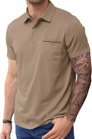 Lexiart Mens Athletic Golf Polo Shirts - Short Sleeve Workout Polos Quick Dry T-Shirt