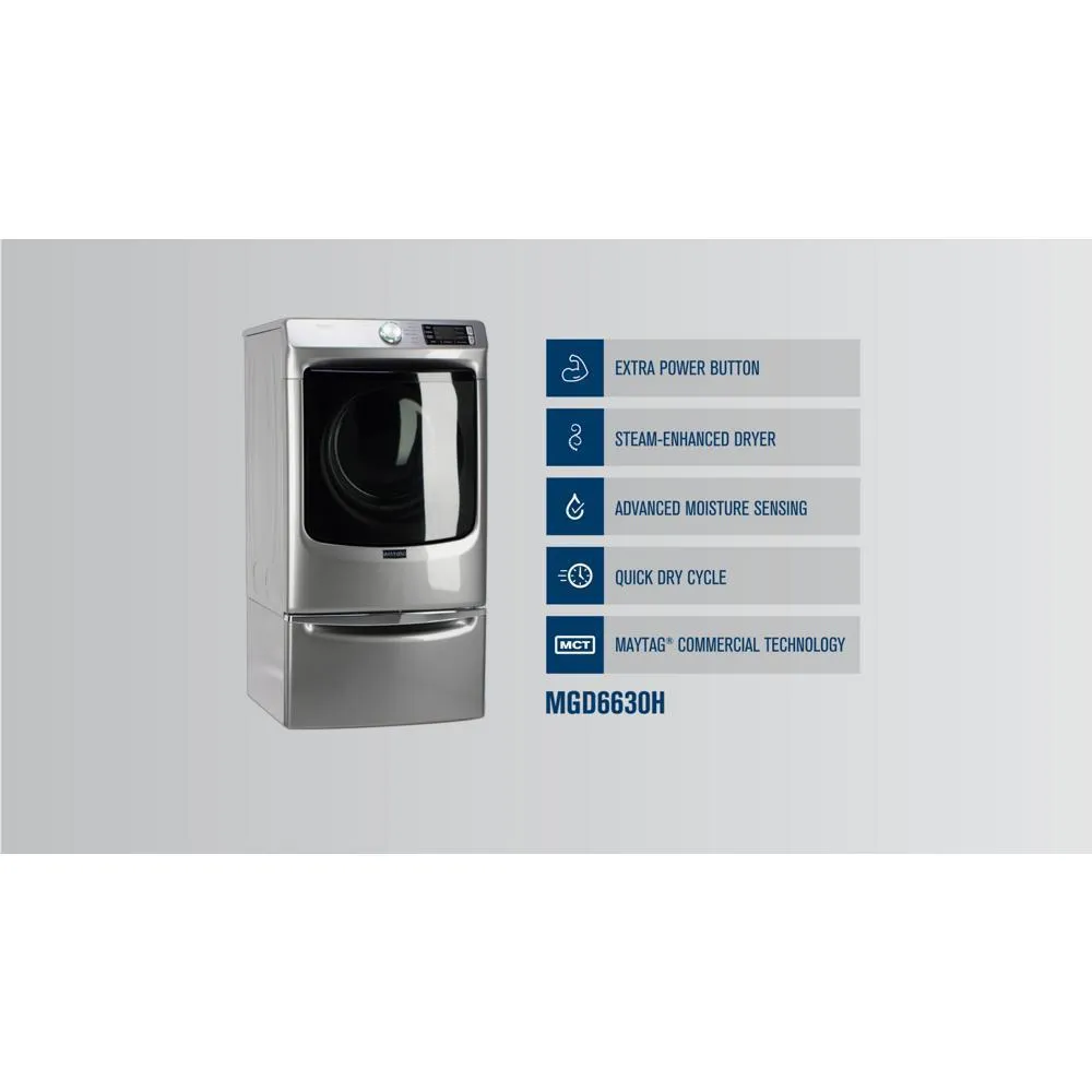 Maytag MGD6630HW Front Load Gas Dryer with Extra Power and Quick Dry Cycle - 7.3 cu. ft.