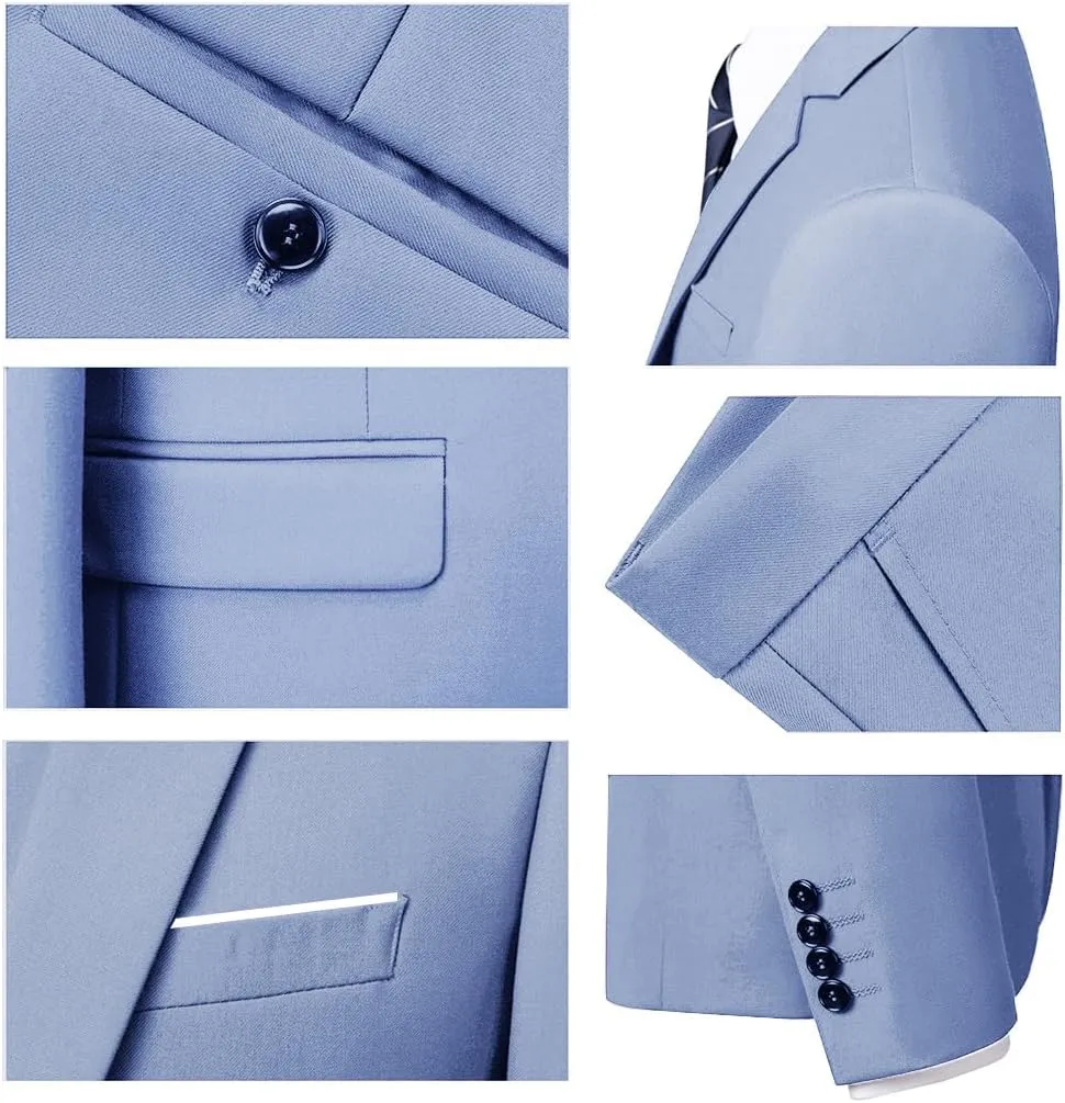 Men Suits 3 Pieces Set Slim Fit Wedding Suit Groomsmen Prom Suit Tuxedo Business Formal Casual Groom Suit Jacket Blazer Pants