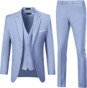 Men Suits 3 Pieces Set Slim Fit Wedding Suit Groomsmen Prom Suit Tuxedo Business Formal Casual Groom Suit Jacket Blazer Pants