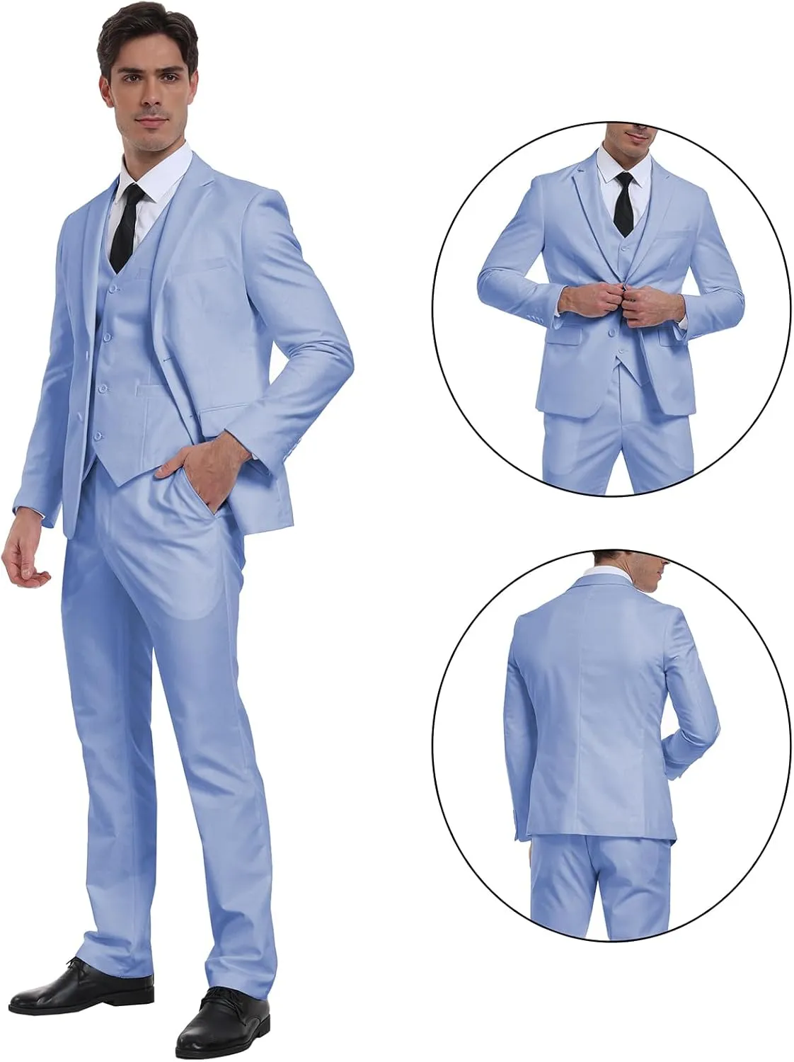 Men Suits 3 Pieces Set Slim Fit Wedding Suit Groomsmen Prom Suit Tuxedo Business Formal Casual Groom Suit Jacket Blazer Pants