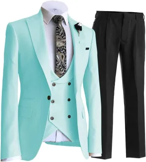 Men's 3 Piece Suit Stylish Business Tux Slim Fit Suit Set- Blazer, Pants, Vest
