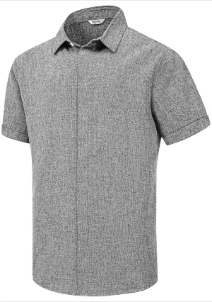 Men's Linen Shirts Short Sleeve Casual Shirts Button Down Shirt for Men Beach Summer Wedding Shirt