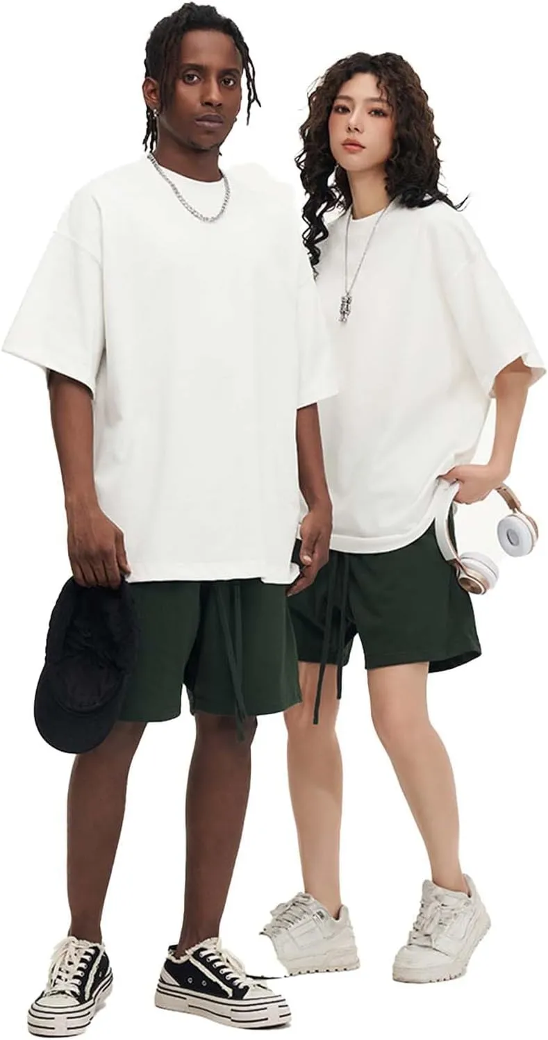 Men's Oversized Cotton t Shirt Heavyweight Tee Casual Crew Neck Short Sleeve Loose Summer Basic Tops