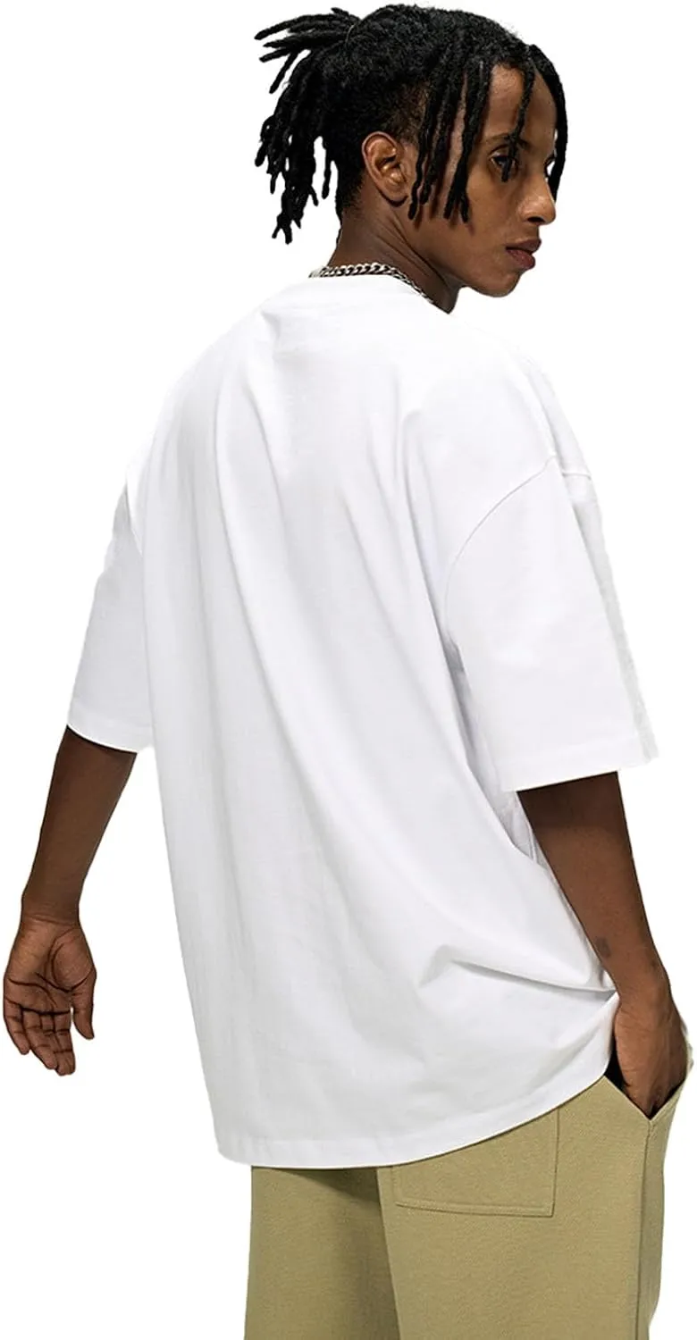 Men's Oversized Cotton t Shirt Heavyweight Tee Casual Crew Neck Short Sleeve Loose Summer Basic Tops