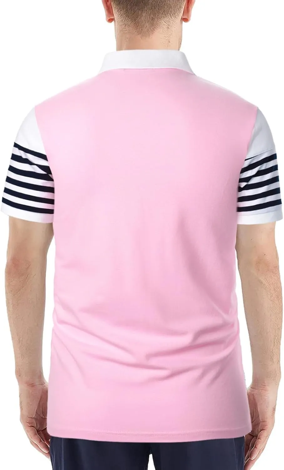 Mens Polo Shirts Long/Short Sleeve Striped Casual Slim Fit Golf Polo Contrast Color Summer Cotton T-Shirts