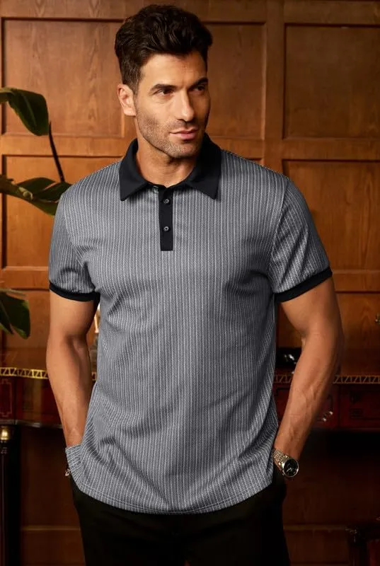 Men's Short Sleeve Vintage Polo Shirt Casual Slim Fit Golf Shirt (S-2XL)