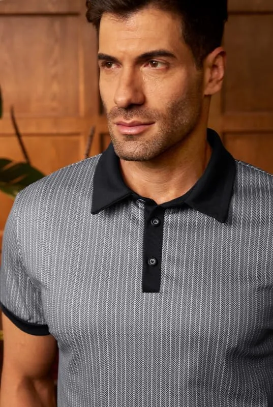Men's Short Sleeve Vintage Polo Shirt Casual Slim Fit Golf Shirt (S-2XL)