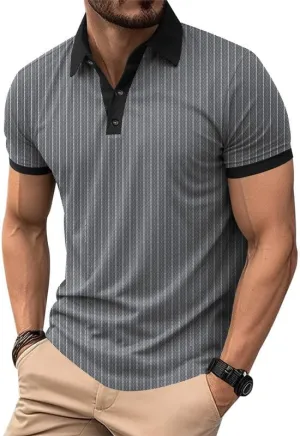 Men's Short Sleeve Vintage Polo Shirt Casual Slim Fit Golf Shirt (S-2XL)