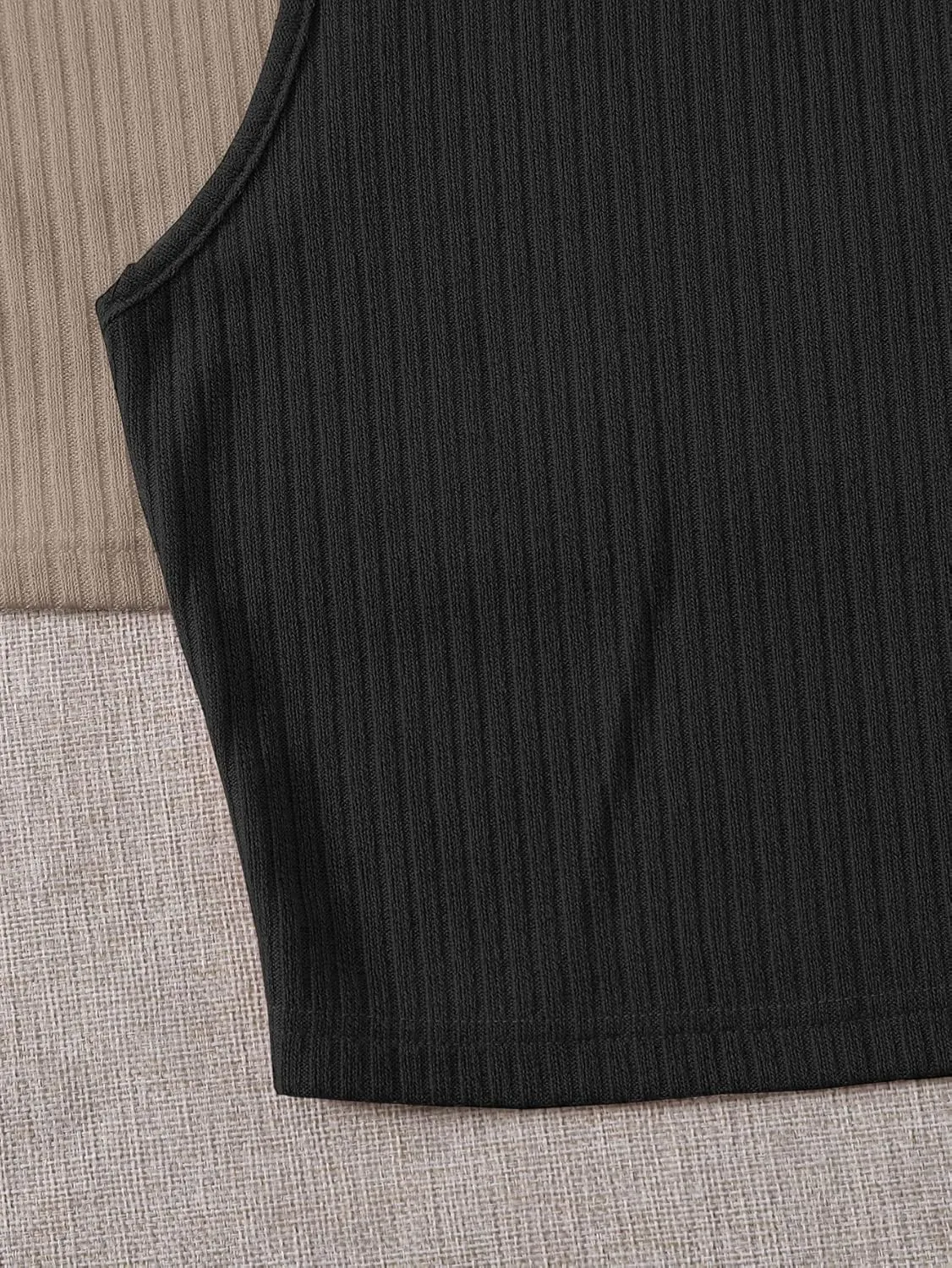Milumia Women's 2 Pack Rib Knitted Tank Top Mock Neck Sleeveless Basic Tops
