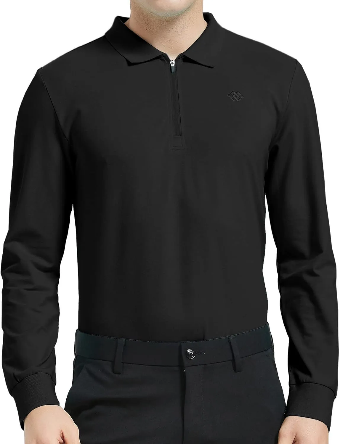 MoFiz Men's Long Sleeve Golf Shirt Quarter Zip Sport Polo Shirt Athletic Fit