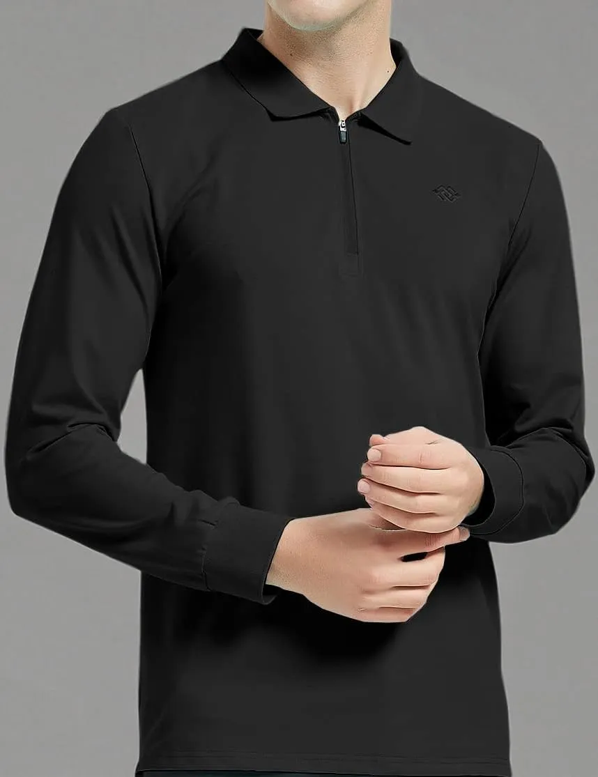 MoFiz Men's Long Sleeve Golf Shirt Quarter Zip Sport Polo Shirt Athletic Fit