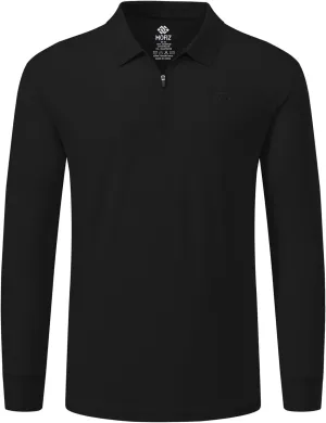 MoFiz Men's Long Sleeve Golf Shirt Quarter Zip Sport Polo Shirt Athletic Fit