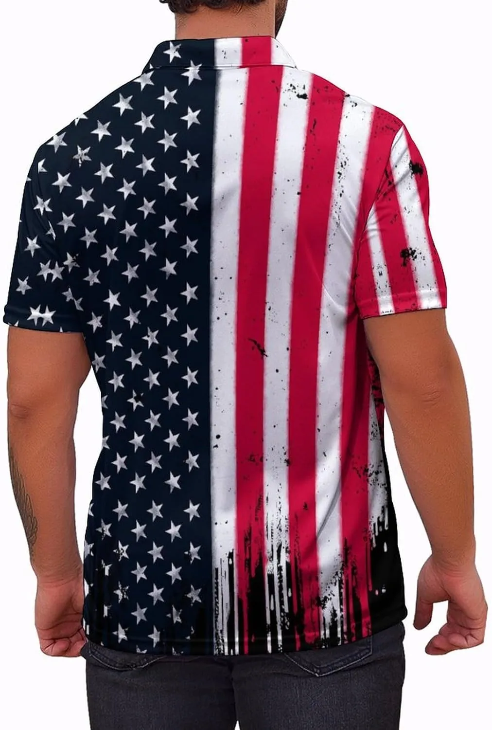 Polo Shirts for Men Moisture Wicking Fun Printed Short Sleeve Performance Mens Golf Shirts Quick Dry