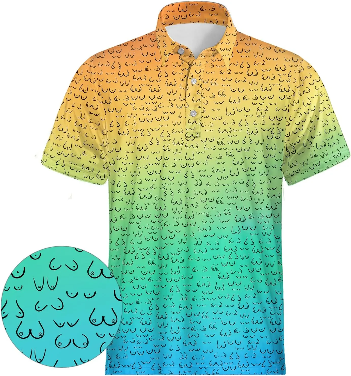 Polo Shirts for Men Moisture Wicking Fun Printed Short Sleeve Performance Mens Golf Shirts Quick Dry