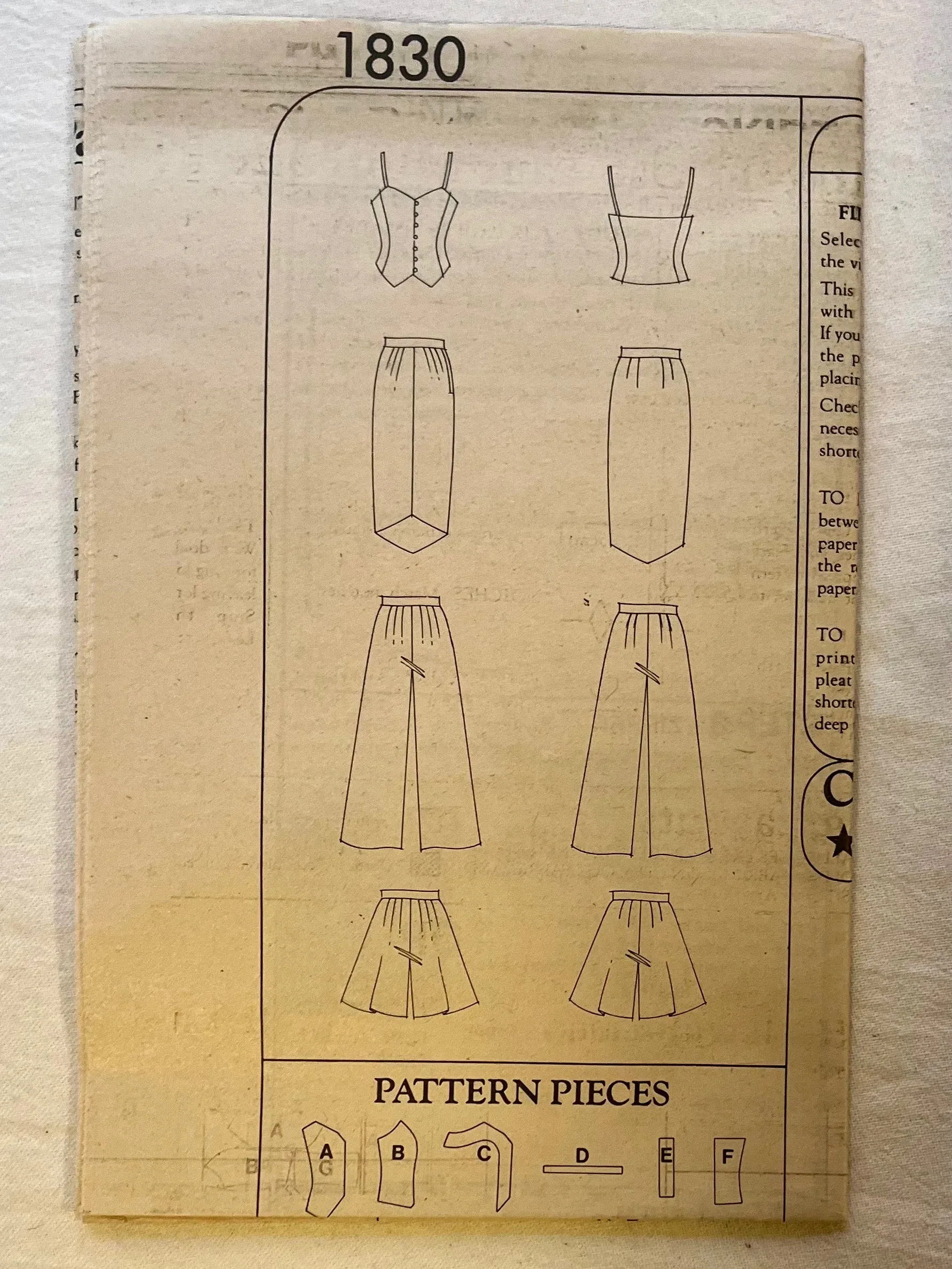 Style 1830 UNCUT Suit Sizes 6-18