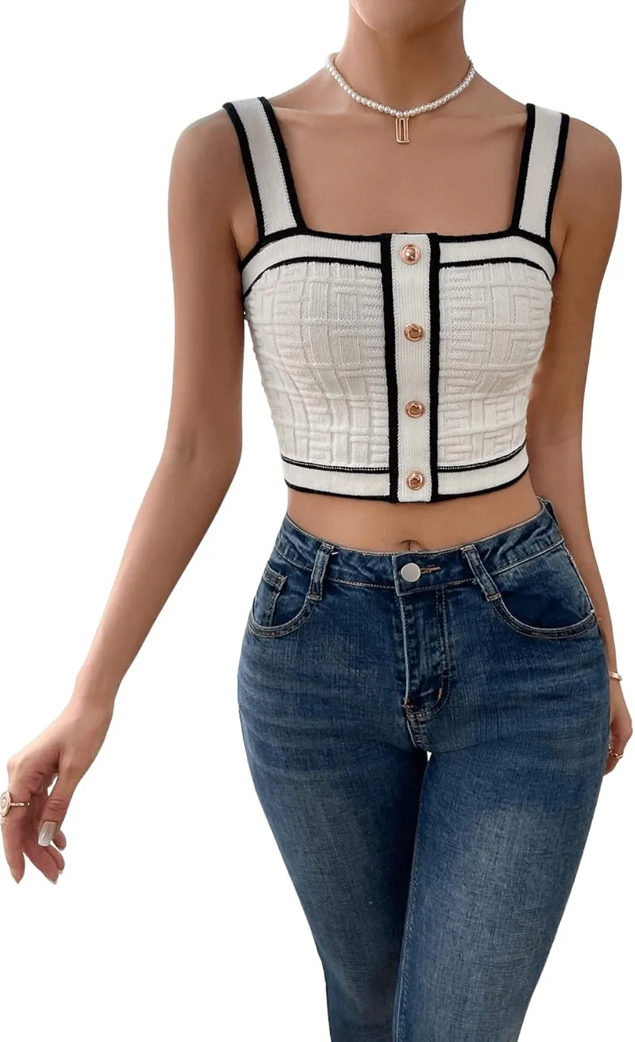 SweatyRocks Women's Sleeveless Ribbed Knit Spaghetti Strap Crop Cami Tank Top