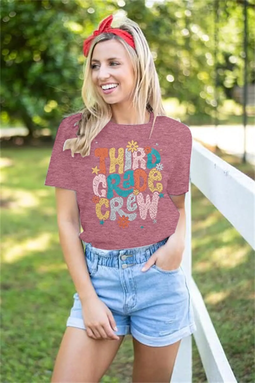 Teacher Shirt Women First Day of School T-Shirt Back to School Tshirt Kindergarten Crew Shirt Teacher Gift Tops