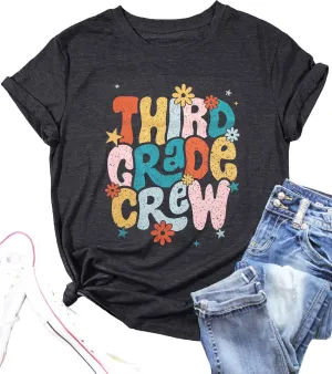 Teacher Shirt Women First Day of School T-Shirt Back to School Tshirt Kindergarten Crew Shirt Teacher Gift Tops