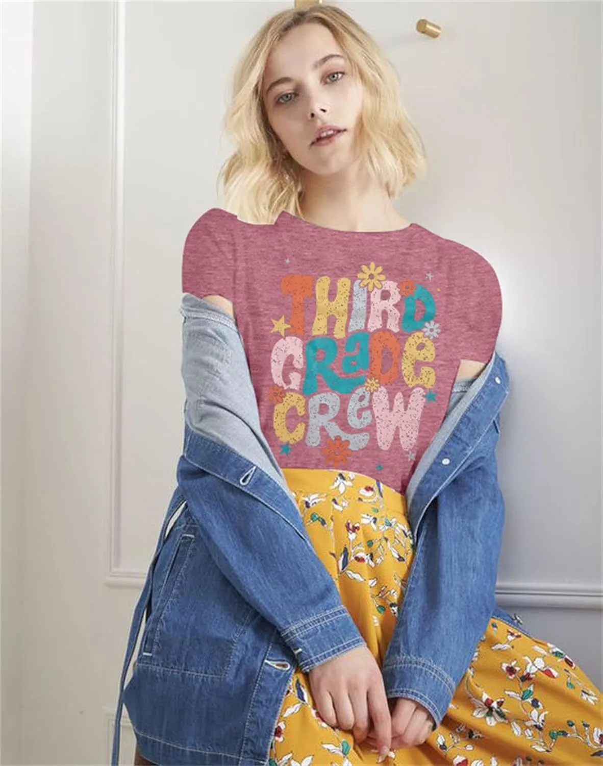 Teacher Shirt Women First Day of School T-Shirt Back to School Tshirt Kindergarten Crew Shirt Teacher Gift Tops