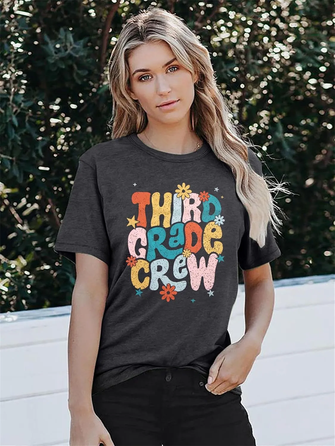 Teacher Shirt Women First Day of School T-Shirt Back to School Tshirt Kindergarten Crew Shirt Teacher Gift Tops