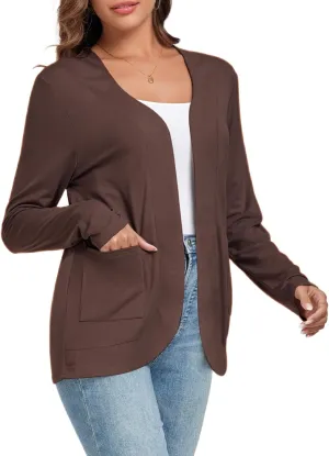 TownCat Womens Lightweight Cardigan with Pockets Long Sleeve Open Front Cardigan for Women