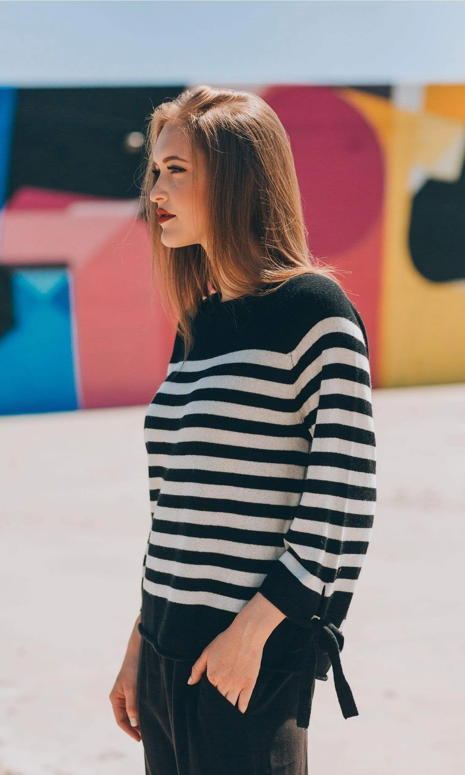 Velvet by Graham & Spencer Cacey Stripe Cashmere Sweater