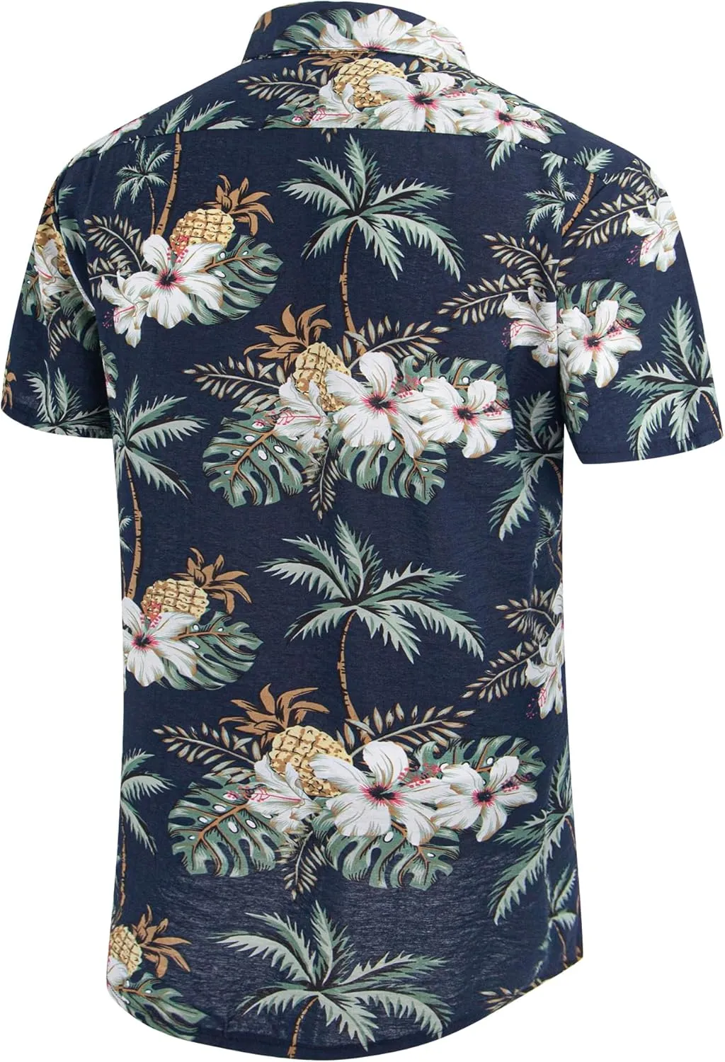 Weecreeture Big and Tall Men's Hawaiian Shirt - Short Sleeve, Tropical Floral Button Down Casual Summer Beach Shirt