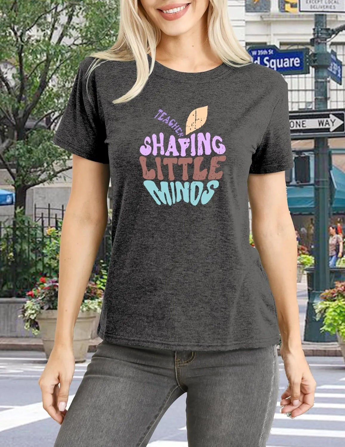 Women Teacher Shirt Teacher Life Printed T-Shirt Casual Back to School Tee Tops