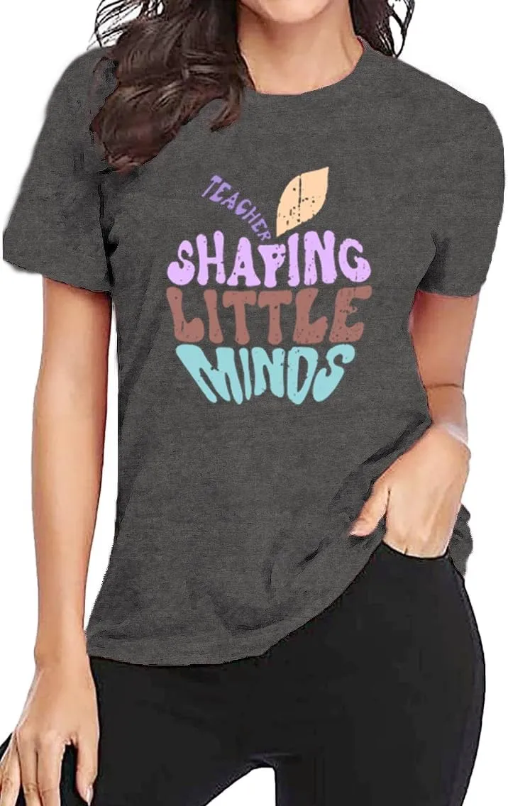Women Teacher Shirt Teacher Life Printed T-Shirt Casual Back to School Tee Tops