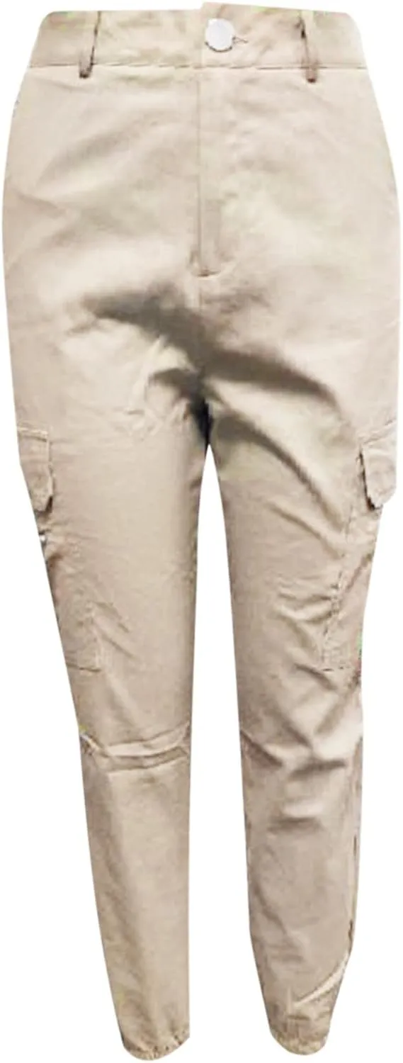 Women's Stretchy Tactical Cargo Pants High Waisted Casual Joggers Plus Size Skinny Trousers Cargo Pants with 6 Pockets
