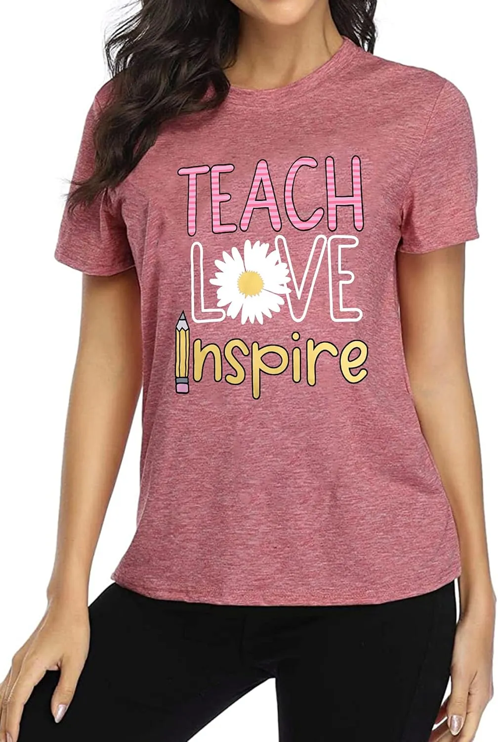 Women's T-Shirt Teaching Kindness Teacher Shirt Funny Short Sleeve Inspirational Graphic Tee Top